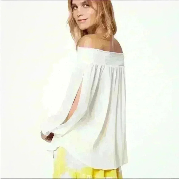 Ramy Brook Off The Shoulder Long Sleeve Sheer White Top Size M/L - Picture 6 of 13